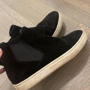 black suede suede sneaker booties